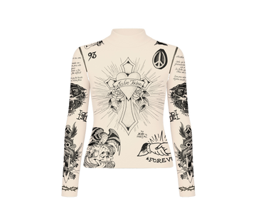 Tule Feminino Bege "Tattooed Skin" Ed Hardy x Matuê